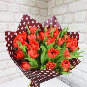 25 красных тюльпанов